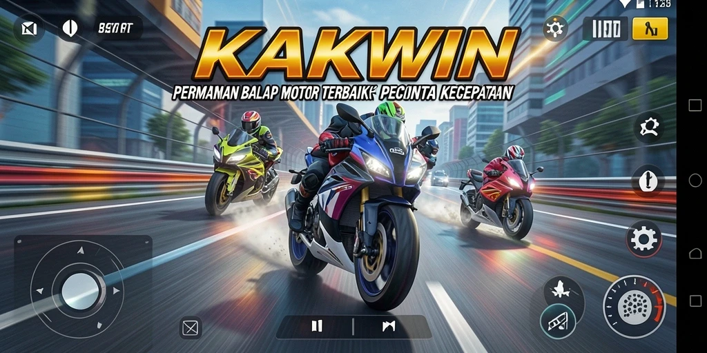 Tampilan gameplay KAKWIN dalam aksi balap motor seru.