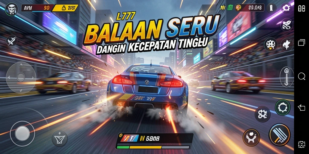 Screenshot utama L777 menampilkan aksi balapan yang penuh adrenalin.