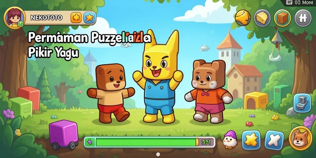 Screenshot gameplay NEKOTOTO yang menampilkan tantangan puzzle yang menarik.