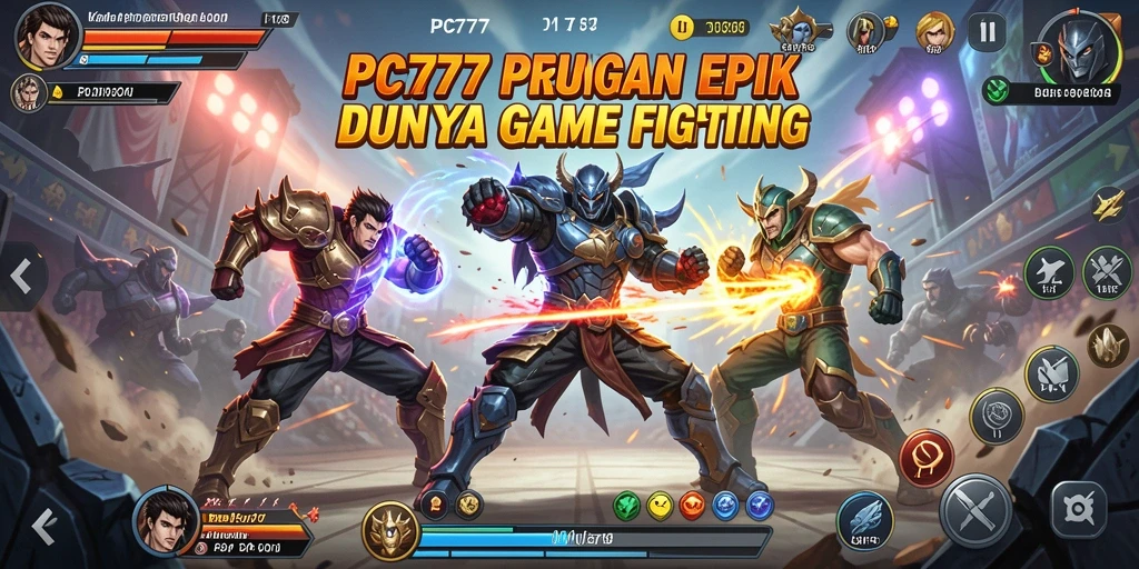 Tampilan gameplay PC777 yang menampilkan pertarungan seru antar karakter.