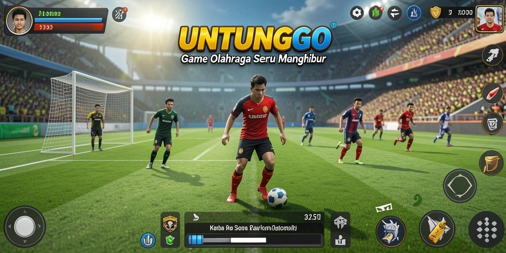 Screenshot UNTUNGGO menunjukkan aksi seru dalam pertandingan olahraga.