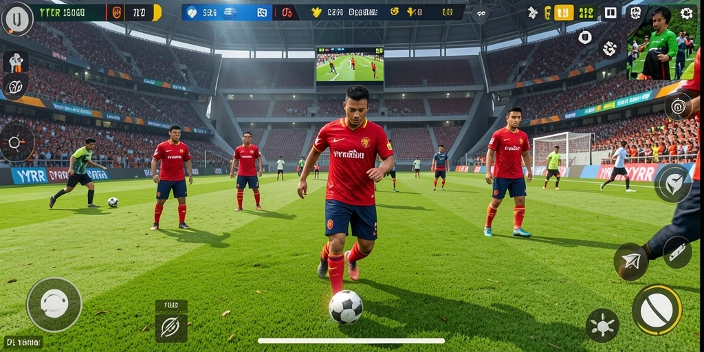 Tampilan gameplay menarik dari <strong>YYRR</strong> menunjukkan aksi sepak bola seru.